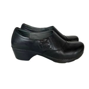 DANSKO Stacie Black Nubuck Oiled Leather Clogs Slip On Work Shoes Size 41